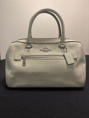 Coach Beige/Cream Rowan Satchel  feat. the Signature Bowling-Style Silhouette